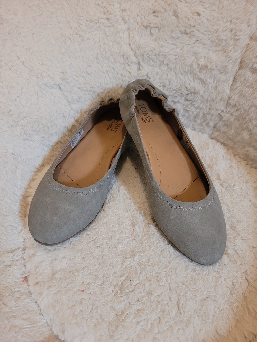 TOMS Light Gray Suede Ballet Flats